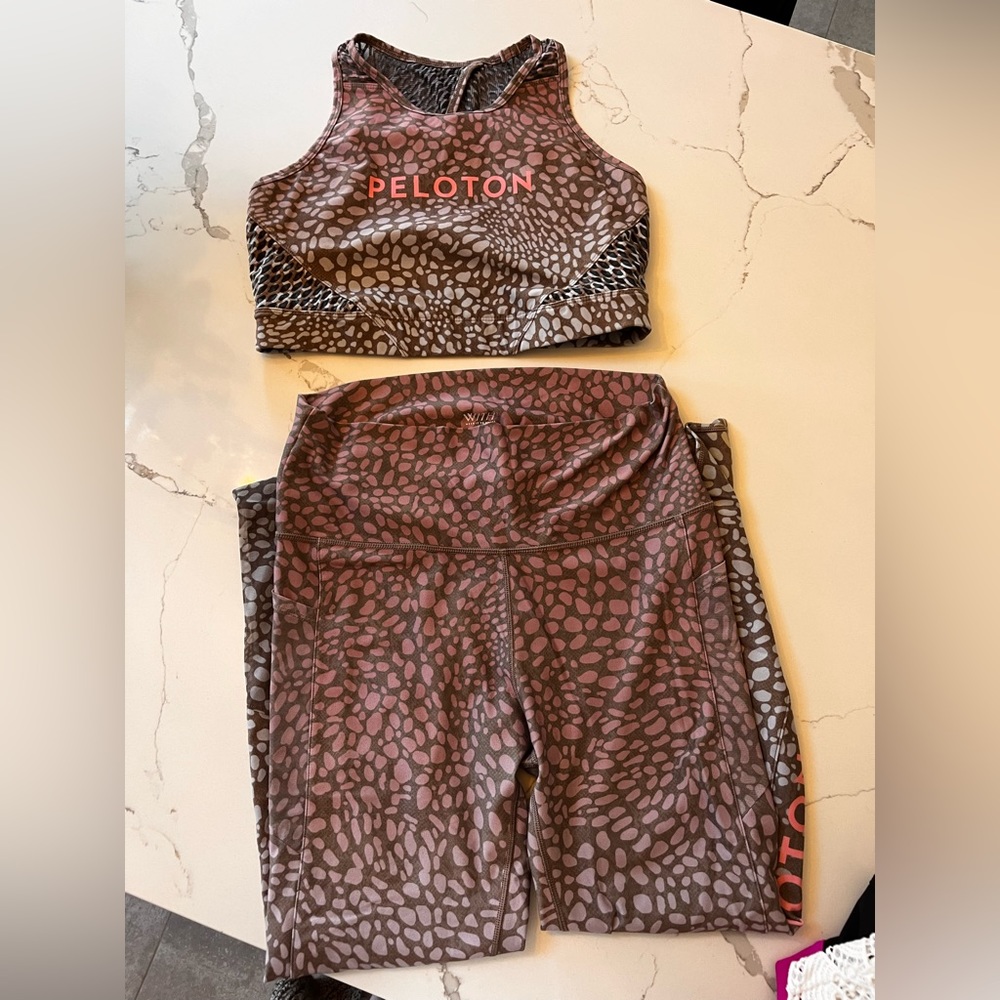 Peloton top and pants.